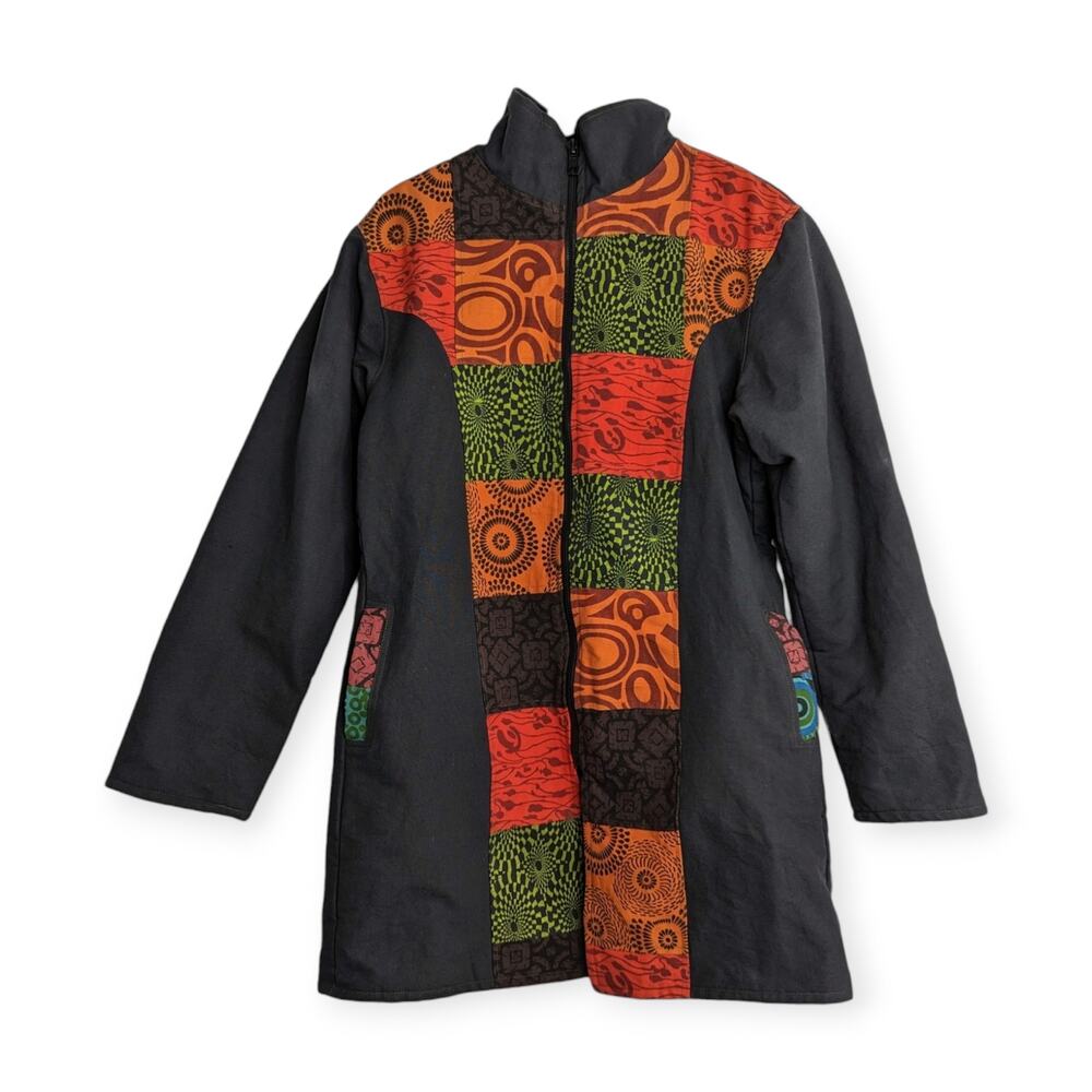 Nepal Patchwork Women's Fleece-lined Canvas Coat